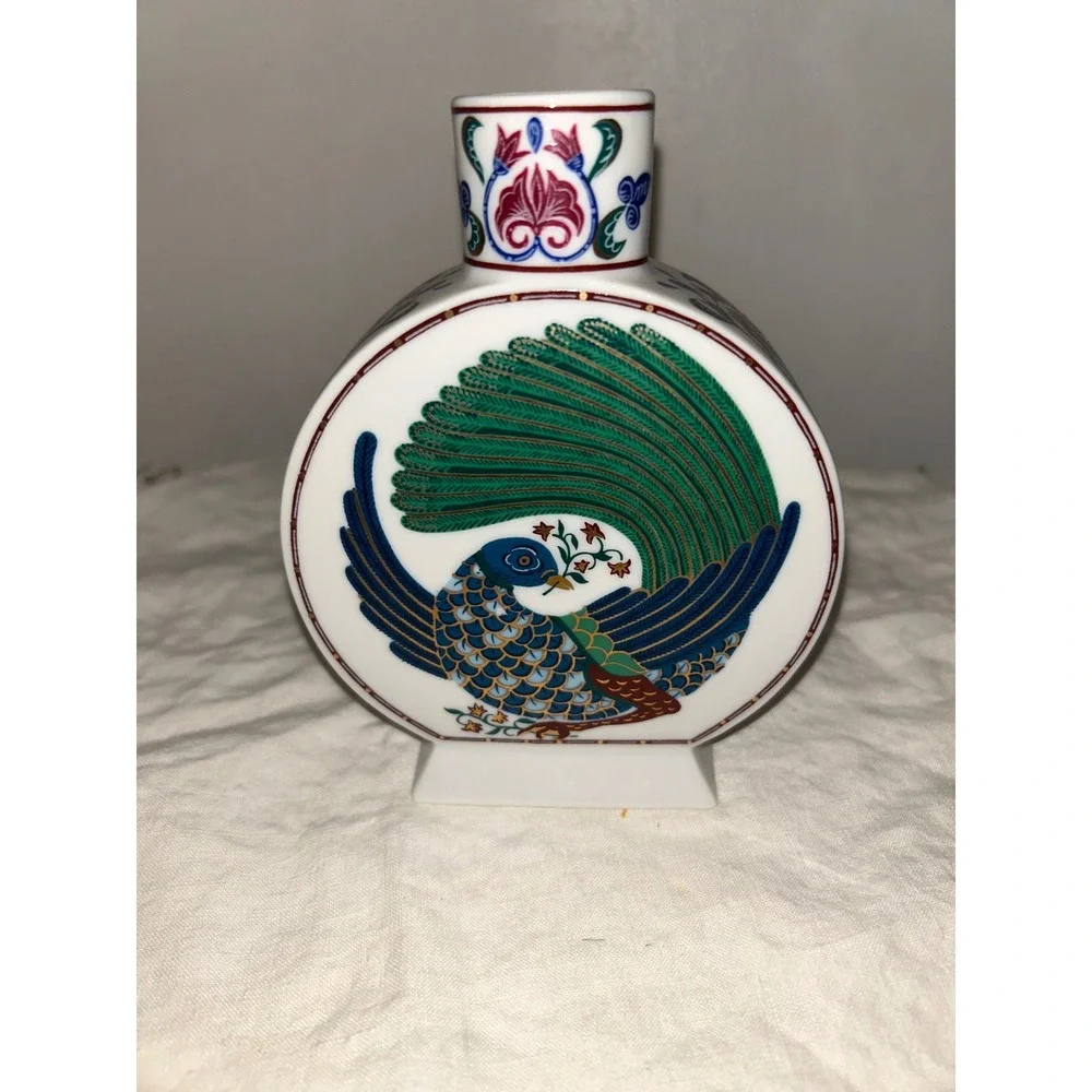 Vintage Byzantium Elizabeth Arden Peacock Vanity Set 5pc Tray Box Vase Japan